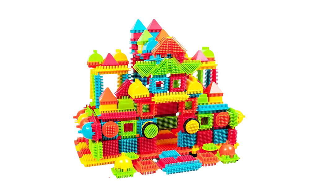 Bristle blocks featured in post about toys for sensory development
