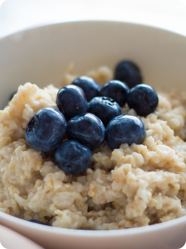 oatmeal topped with blueberries
